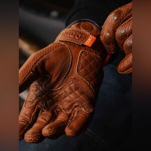 Odin Mfg D3O - Heavy Hitters perforated motorcycle gloves in Wax Brown - sml
